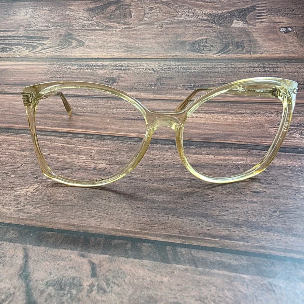 Corning Vintage Oversized Butterfly Eyeglass Frames Champagne Yellow 2067M Korea